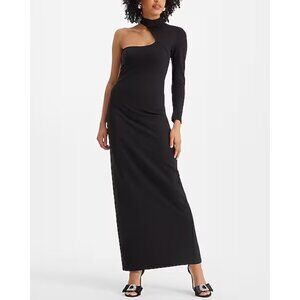 Express Asymmetrical Mock Neck One Shoulder Maxi Sheath Dress XS